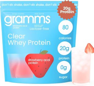 GRAMMS Clear Protein Powder 20G Protein for Women & Men | Grass-Fed Whey Isolate, Zero Sugar, Zero Lactose, Non-Bloating