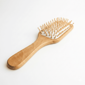 Natural Wooden Detangling Hair Brush - Eco Friendly Bamboo Bristle Paddle Brush for Sensitive Scalp Massage