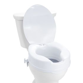 Raised Toilet Seat, 4" Height Raised, 300 lbs Weight Capacity, Universal Toilet Seat Riser, Screw Rod Locking, with Toilet Seat, for Elderly, Han