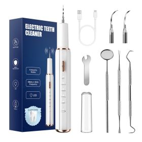 Cross-border delivery of ultrasonic dental cleaners for tartar and plaque removal, electric water flosser, crescent-shaped ultrasonic teeth clean (Color: White)